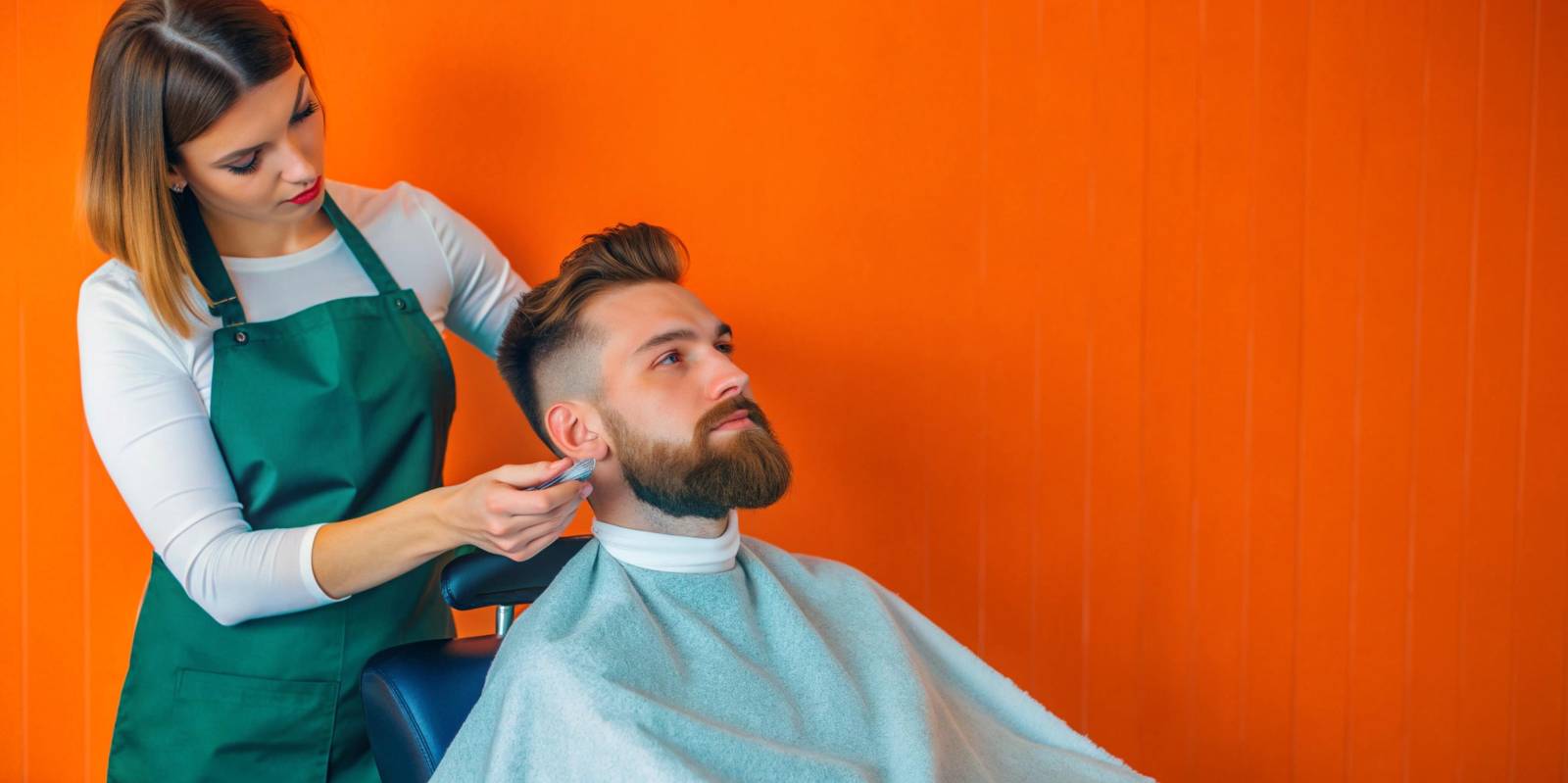 Professional barber at work